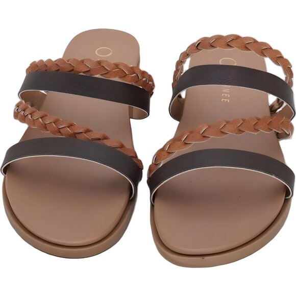Journee Collection Colette Braided Slide Sandals Cognac Women's US 8.5W - Picture 5 of 6